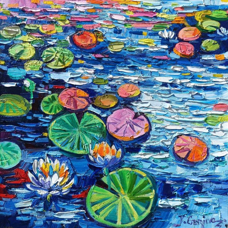 Painting Water lilies reflections by Georgieva Vanya | Painting Figurative Landscapes Oil