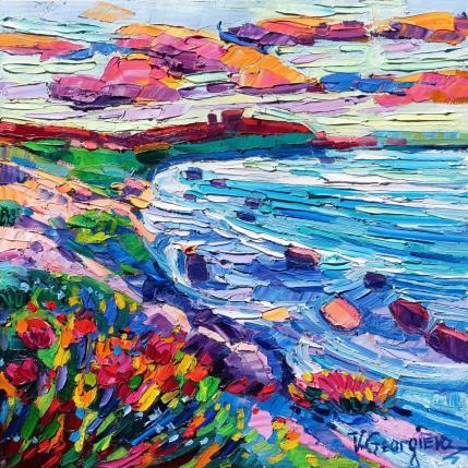 Painting Flowers on the coast by Georgieva Vanya | Painting Figurative Oil Landscapes