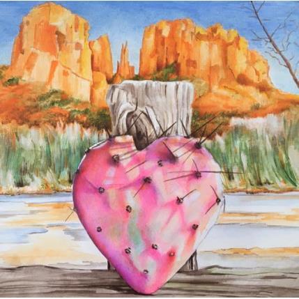 Peinture Coeur de cactus par Tchirieff Katia | Tableau