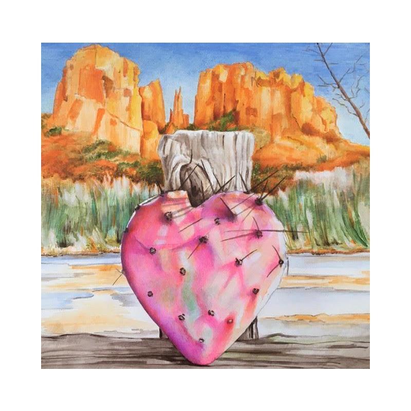 Gemälde Coeur de cactus von Tchirieff Katia | Gemälde Figurativ Stillleben Öl