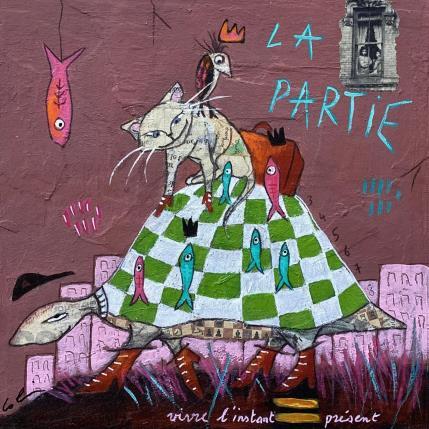 Peinture Vivre l’instant présent. par Colin Sylvie | Tableau Art Singulier Acrylique, Collage, Pastel Animaux