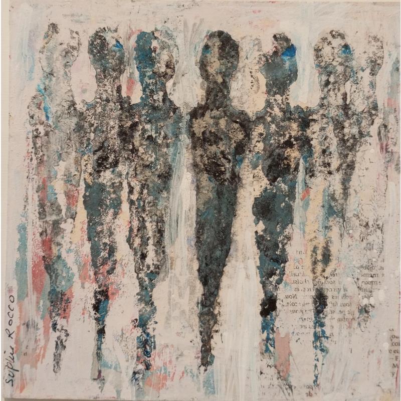 Painting Complicité by Rocco Sophie | Painting Raw art Minimalist Acrylic Gluing Sand