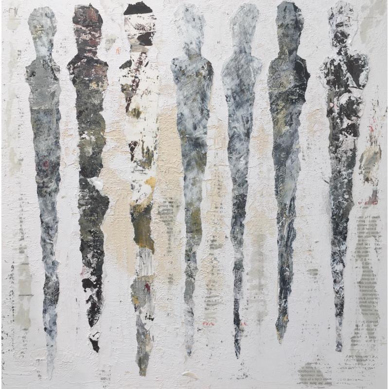 Peinture Ostia antica par Rocco Sophie | Tableau Art Singulier Minimaliste Acrylique Collage Sable