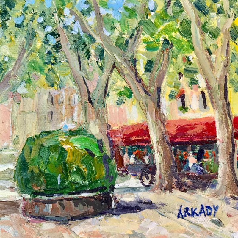 Peinture Ombre et lumière sous les platanes par Arkady | Tableau Figuratif Huile