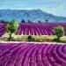 Peinture Les champs de lavande au pied de la Sainte-victoire par Arkady | Tableau Figuratif Huile