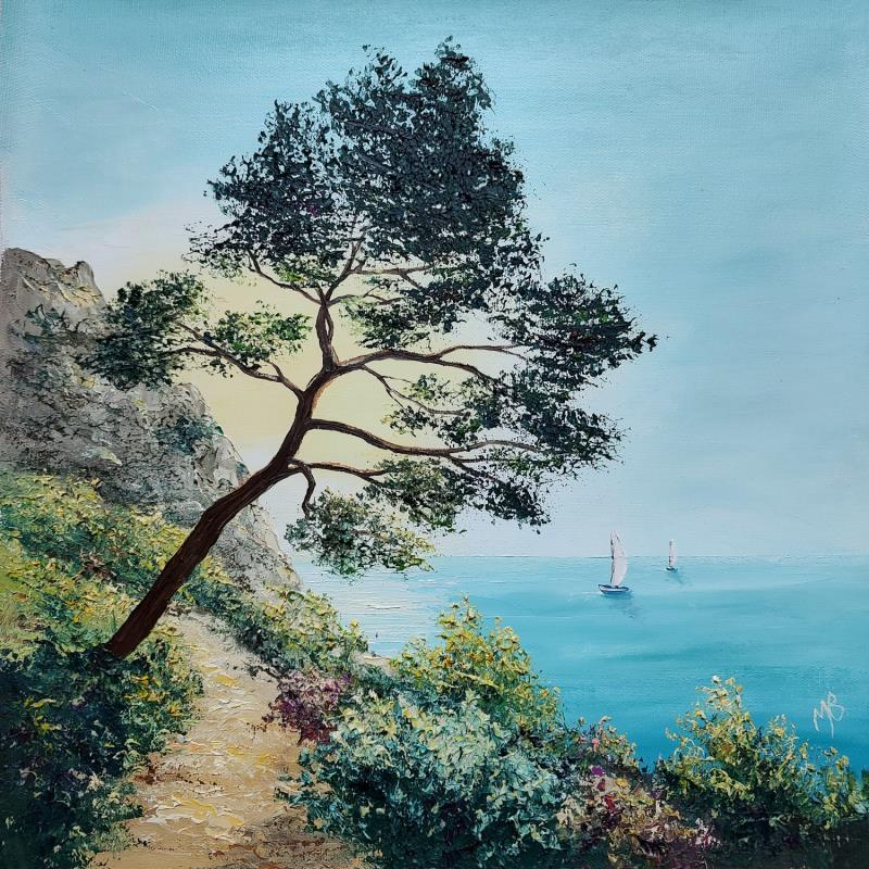 Peinture Longer la côte par Blandin Magali | Tableau Figuratif Paysages Huile