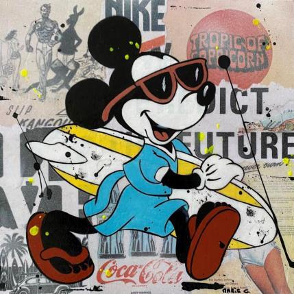 Painting F3 -Tropic surf by Marie G.  | Painting Pop-art Acrylic, Gluing, Wood Pop icons