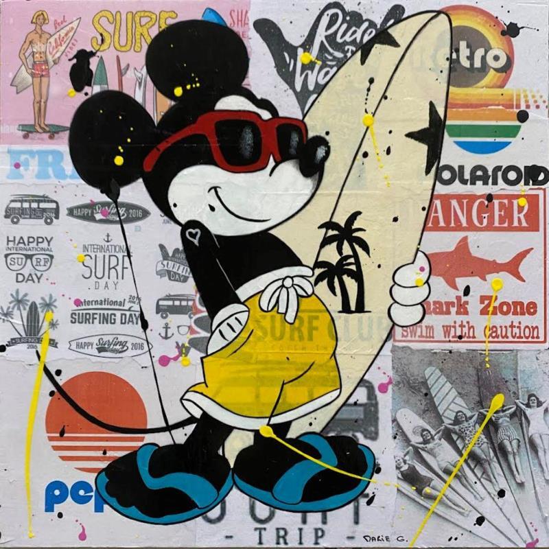 Gemälde F4 surf rétro von Marie G.  | Gemälde Pop-Art Pop-Ikonen Holz Acryl Collage