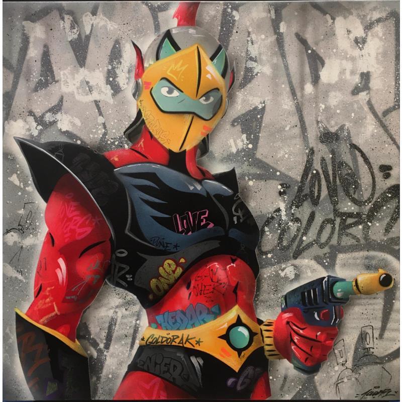 Gemälde Actarus von Lemoine Mael | Gemälde Pop-Art Pop-Ikonen Graffiti Acryl