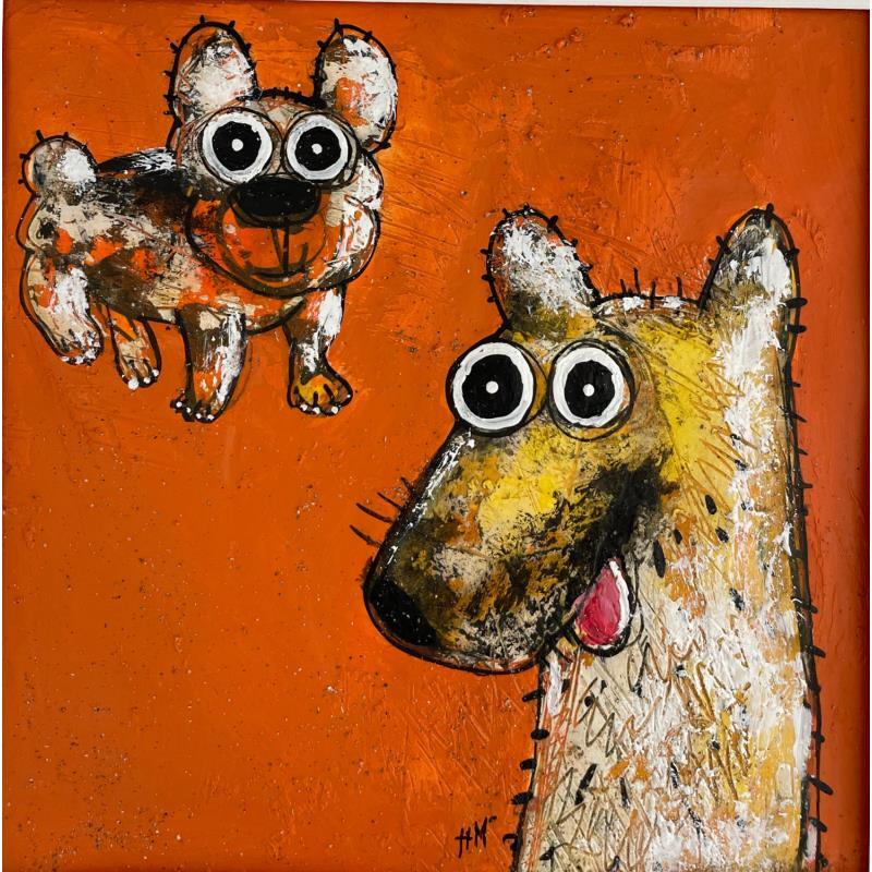 Peinture Orange par Maury Hervé | Tableau Art Singulier Animaux Encre Sable