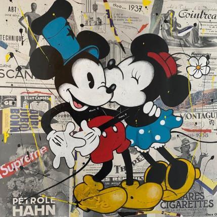 Peinture 80x80 Passionnément par Marie G.  | Tableau Pop-art Acrylique, Collage Icones Pop