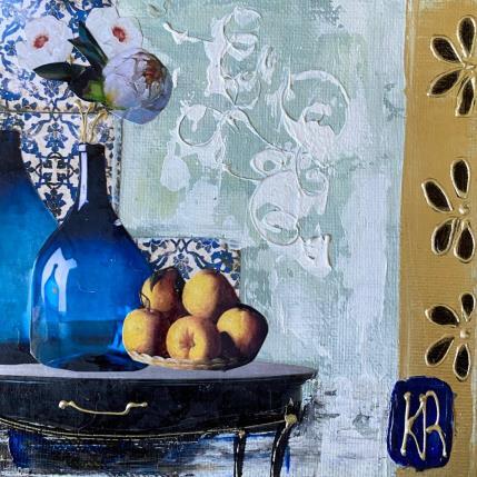 Painting Bleu comme toi  by Romanelli Karine | Painting Figurative Acrylic, Gluing Life style, Still-life