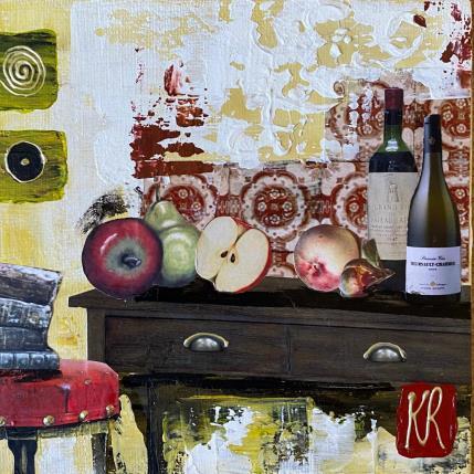 Peinture Pour ma pomme  par Romanelli Karine | Tableau Figuratif Acrylique, Collage Natures mortes