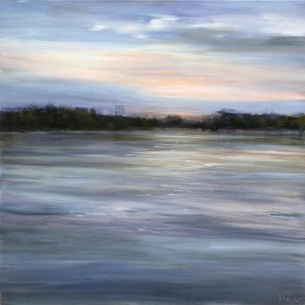 Peinture Crépuscule sur la loire par Fièvre Véronique | Tableau Figuratif Acrylique Marine, Nature, Paysages