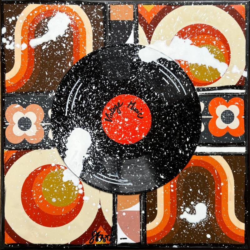 Peinture VINTAGE MUSIC par Costa Sophie | Tableau Pop-art Acrylique Collage Upcycling