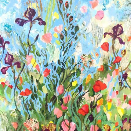 Peinture Au jardin de Priscille par Bertre Flandrin Marie-Liesse | Tableau Figuratif Acrylique, Collage Nature