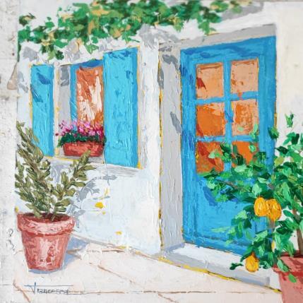 Painting LUZ EN EL LIMONERO by Escobar Francesca | Painting Figurative Acrylic, Wood Still-life