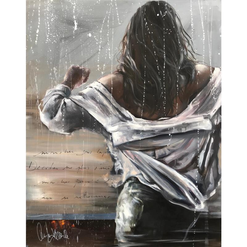 Peinture Marcher sous la pluie  par Desserle Cecile | Tableau Figuratif Acrylique, Huile Portraits