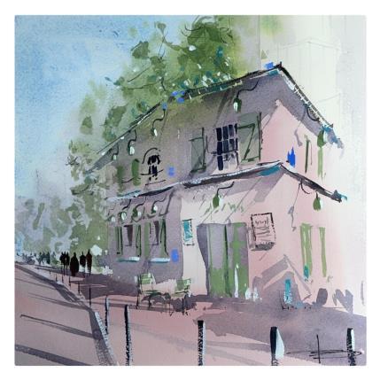 Peinture La maison rose de Montmartre par Bailly Kévin  | Tableau Figuratif Aquarelle, Encre Architecture, Urbain