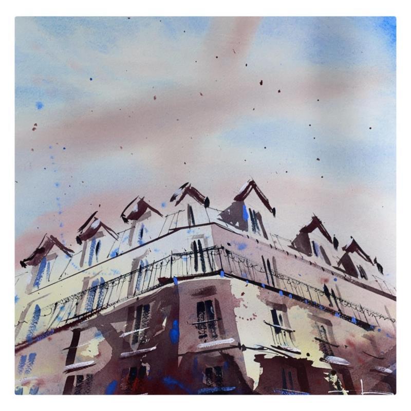 Peinture Architectures de Paris par Bailly Kévin  | Tableau Figuratif Urbain Architecture Aquarelle Encre