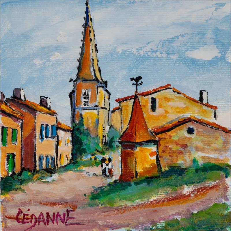 Painting Une après-midi dans le village by Cédanne | Painting Figurative Landscapes Urban Life style Oil Acrylic