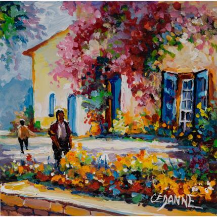 Painting La longère fleurie by Cédanne | Painting Figurative Acrylic, Oil Landscapes, Life style, Pop icons, Urban