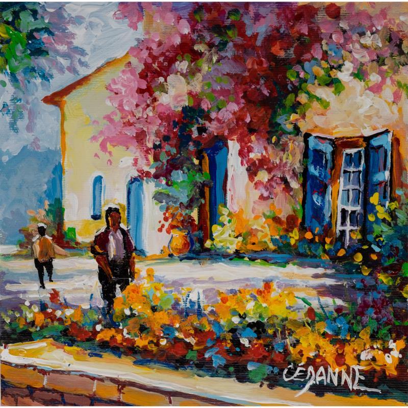 Peinture La longère fleurie par Cédanne | Tableau Figuratif Paysages Urbain Scènes de vie Huile Acrylique