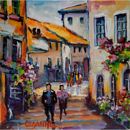 Painting Village fleuri animé by Cédanne | Painting Figurative Acrylic, Oil Landscapes, Life style, Pop icons, Urban