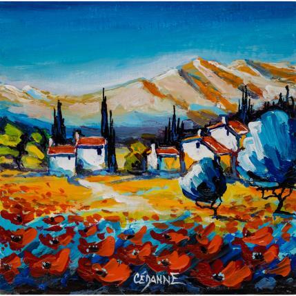 Painting Coquelicots dans le Lubéron by Cédanne | Painting Figurative Acrylic, Oil Landscapes, Pop icons