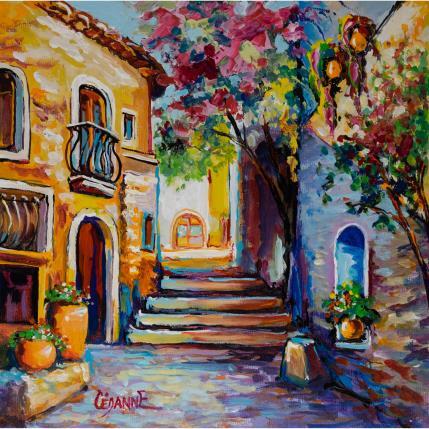 Peinture Passage par les escaliers par Cédanne | Tableau Figuratif Acrylique, Huile Paysages, Scènes de vie, Urbain