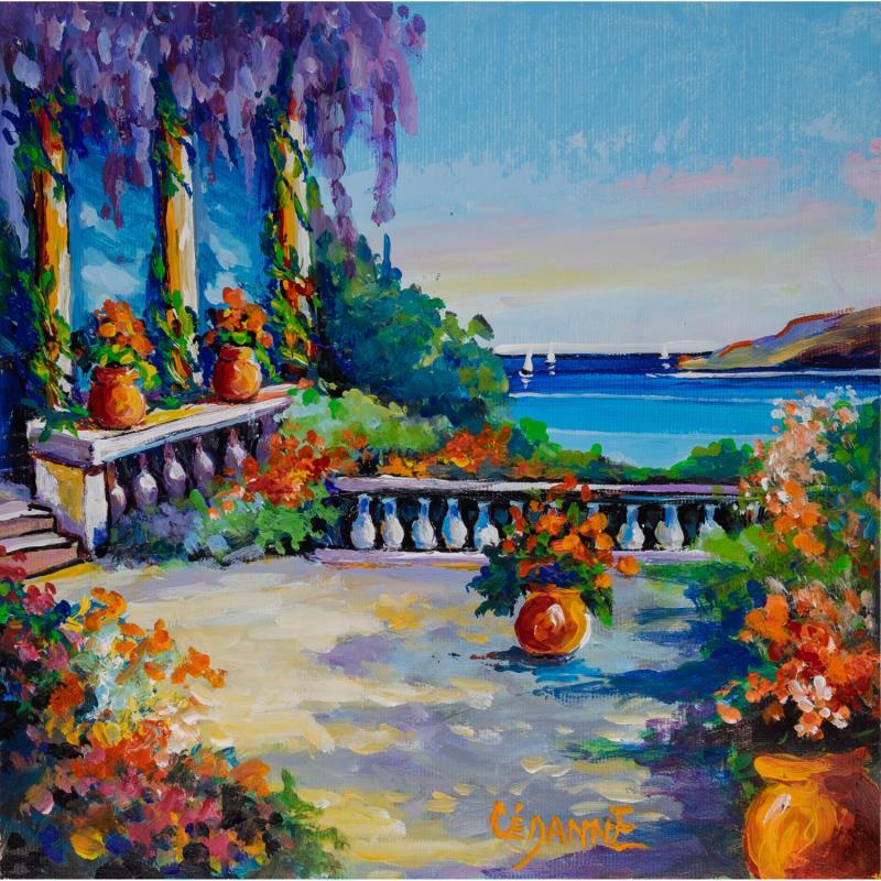 Pintura Terrasse ensoleillée sur la mer por Cédanne | Pintura Figurativo Paisajes Marine Life style Aceite Acrílico