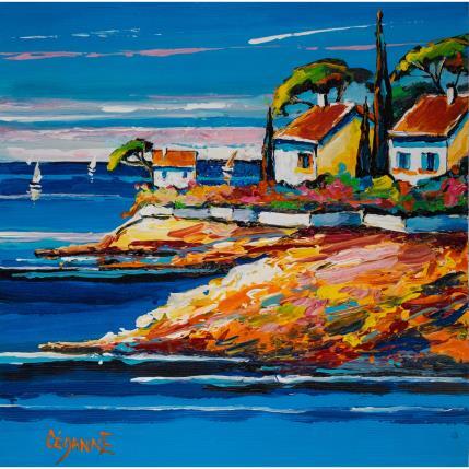 Pintura Mer bleue et rochers ocres por Cédanne | Pintura Figurativo Aceite, Acrílico Marine, Paisajes