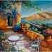 Painting Terrasse fleurie dans les Alpilles by Cédanne | Painting Figurative Landscapes Life style Oil Acrylic