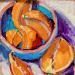 Painting Orange en bol bleu  by Aliamus Béatrice  | Painting Impressionism Still-life Oil