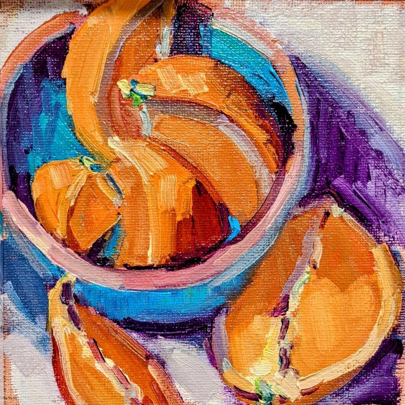Painting Orange en bol bleu  by Aliamus Béatrice  | Painting Impressionism Still-life Oil