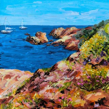 Peinture Côte varoise colorée par Rey Ewa | Tableau Figuratif Acrylique Paysages