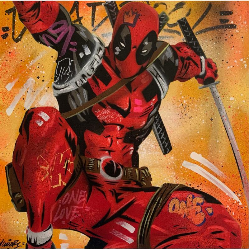 Painting Deadpool samourai by Lemoine Mael | Painting Pop-art Pop icons Graffiti Acrylic