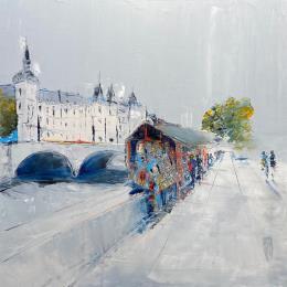 Pintura Bouquinistes por Raffin Christian | Pintura Figurativo Aceite Urbano