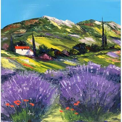 Painting Les lavandes en Provence by Degabriel Véronique | Painting Impressionism Oil Landscapes