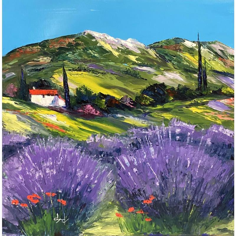 Painting Les lavandes en Provence by Degabriel Véronique | Painting Impressionism Landscapes Oil