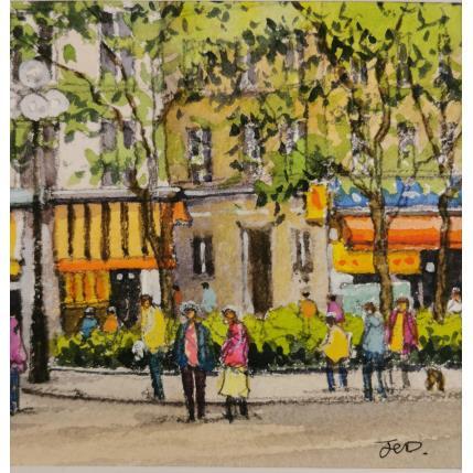 Gemälde Cinquième, Place de la Contrescarpe von Decoudun Jean charles | Gemälde Figurativ Aquarell Urban