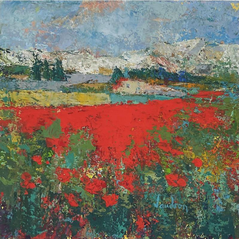 Peinture Coquelicots dans les Alpilles par Vaudron | Tableau Figuratif