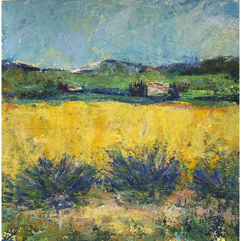 Peinture Les grands champs à Lourmarin par Vaudron | Tableau Figuratif