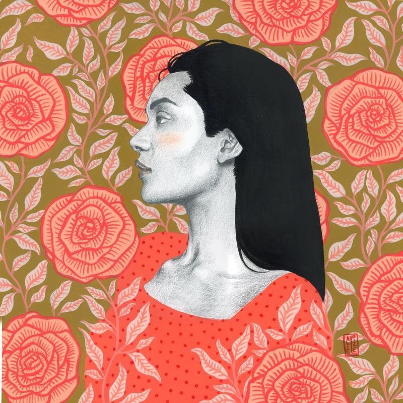 Gemälde Tonya von Alie Loizel | Gemälde Figurativ Porträt Natur Acryl