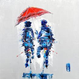 Painting Parapluie rouge by Raffin Christian | Painting Figurative Oil Life style