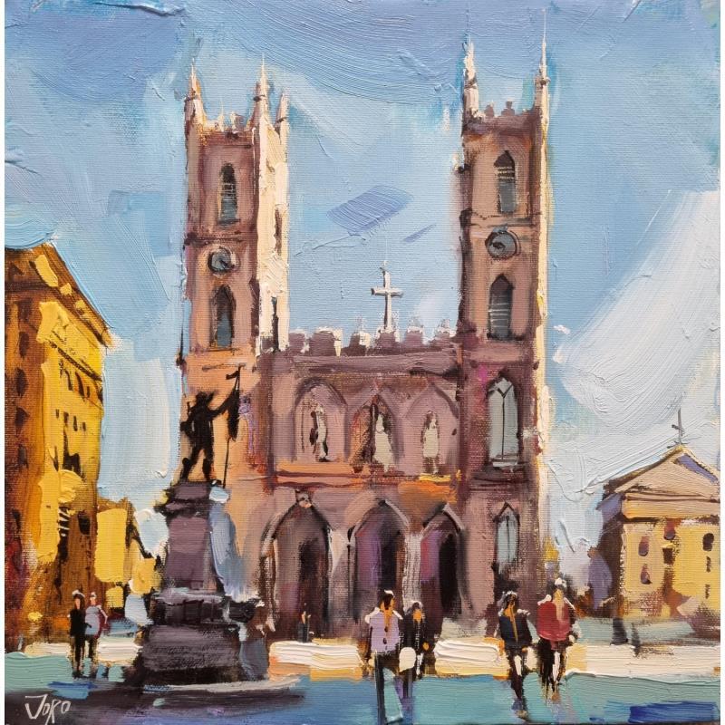 Peinture Basilique Notre-Dame de Montréal par Joro | Tableau Figuratif Urbain Huile