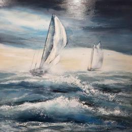 Painting LE CHEMIN by Carré d'artistes - Gestion | Painting Figurative Acrylic Marine