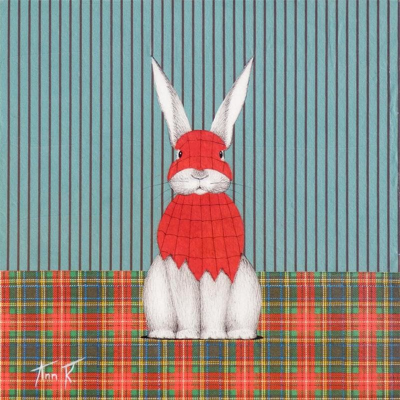 Peinture SPIDER RABBIT 1 par Ann R | Tableau Art naïf Icones Pop Animaux Huile