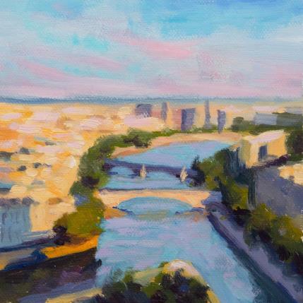 Peinture Vue de la Seine par Eugène Romain | Tableau Figuratif Huile Paysages