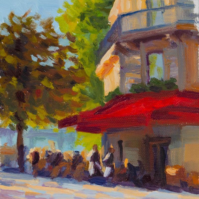 Painting Café Parisien by Eugène Romain | Painting Figurative Landscapes Oil